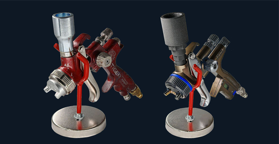 Usnadněte si stříkání vzorků barvy pistolí na nástřikové karty